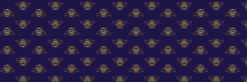 Beautiful buzzy bumble bees on a classic navy background