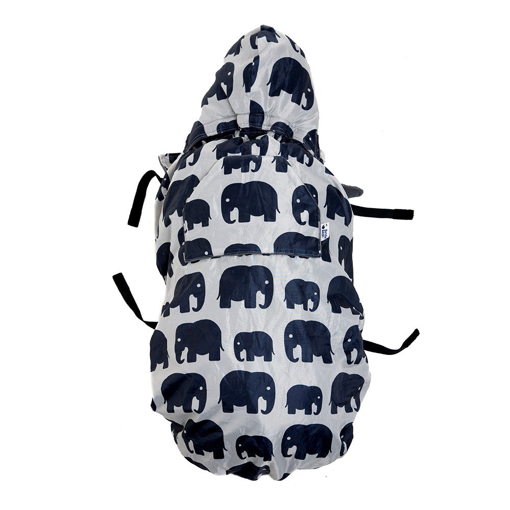 BundleBean Babywearing fleece-lined and waterproof cover in elephant design with easy to fit straps
