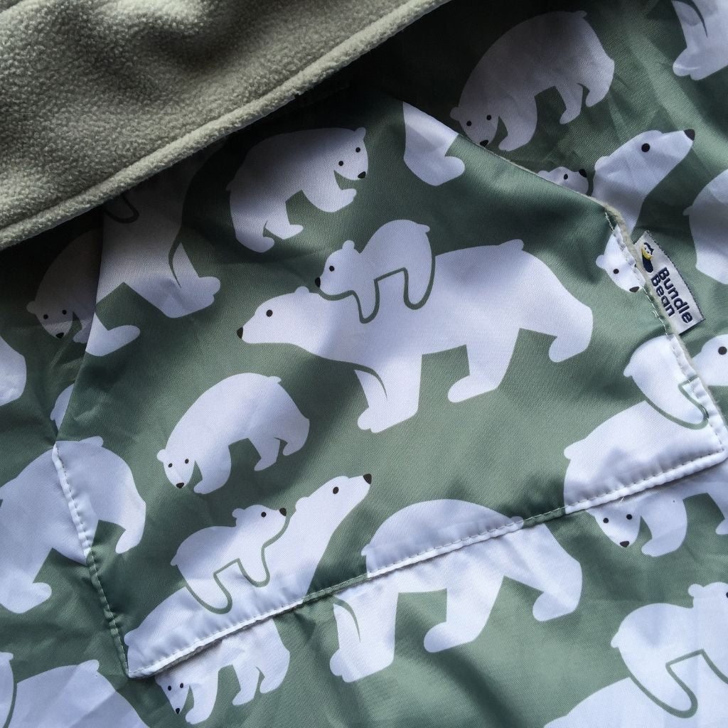 BundleBean Babywearing fleece-lined and waterproof cover in polar bear design