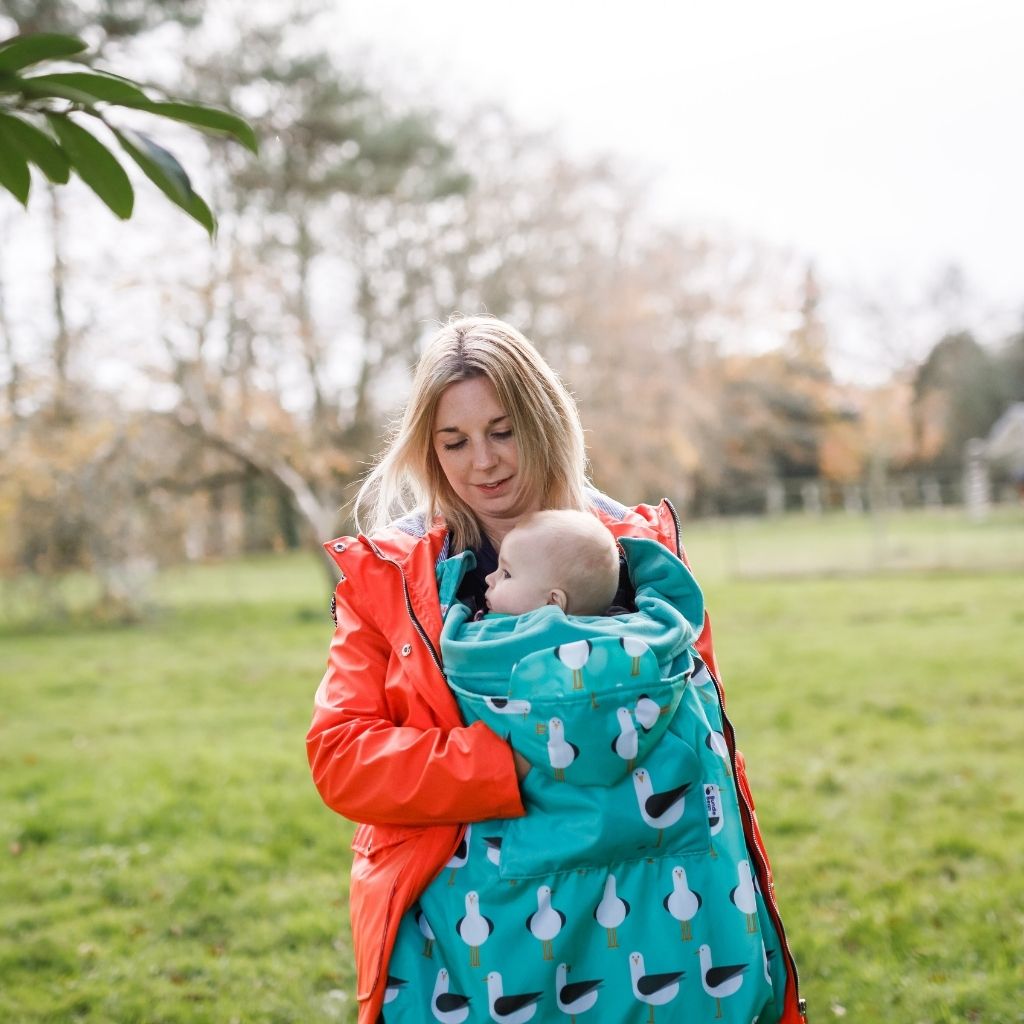 BabyWearing Fleece lined Cover TEAL SEAGULLS BundleBean